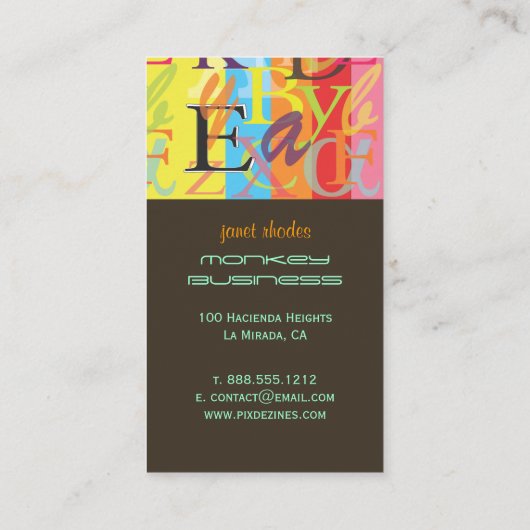 Carte De Visite PixDezines ABC, grec Alpha (Dos)