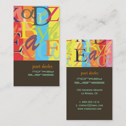 Carte De Visite PixDezines ABC, grec Alpha (Devant / Derrière)