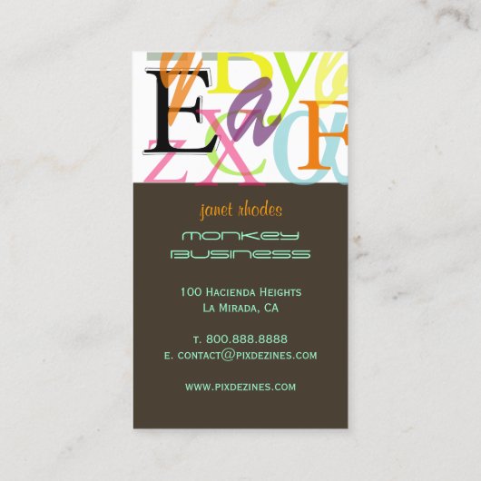 Carte De Visite PixDezines ABC, grec Alpha/do-it-yourself (Dos)