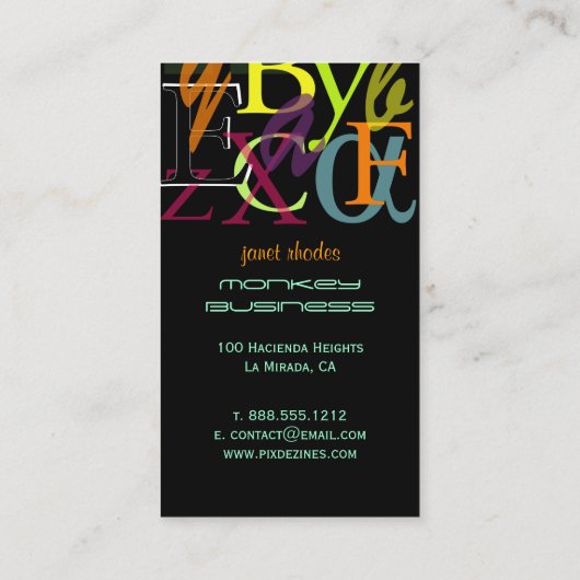 Carte De Visite PixDezines ABC, grec Alpha/DO-IT-YOURSELF arrière (Dos)