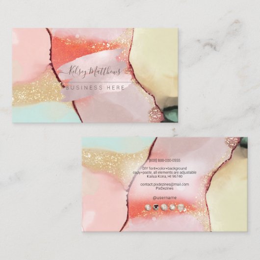 Carte De Visite PixDezines Abstract Alcohol n Ink (Devant / Derrière)