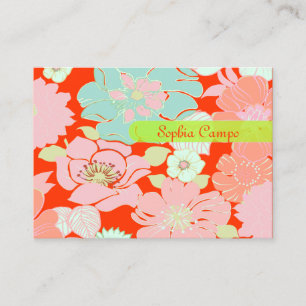 Carte De Visite PixDezines Alegre Retro Floral, arrière-plan DIY