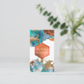 Carte De Visite PixDezines Aquarelle Abstraite Cuivre Or Turquoise (Debout devant)