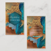 Carte De Visite PixDezines Aquarelle Abstraite Cuivre Or Turquoise (Devant / Derrière)