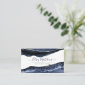 Carte De Visite PixDezines Aquarelle Bleue de minuit Agate (Debout devant)