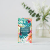 Carte De Visite PixDezines Aquarelle Fleurs tropicales Foliage (Debout devant)
