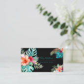 Carte De Visite PixDezines Aquarelle Fleurs tropicales Foliage (Debout devant)