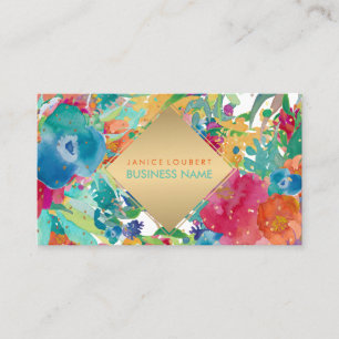 Carte De Visite PixDezines Aquarelle Florale/Pansies/Spectres Or