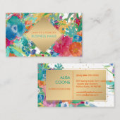 Carte De Visite PixDezines Aquarelle Florale/Pansies/Spectres Or (Devant / Derrière)