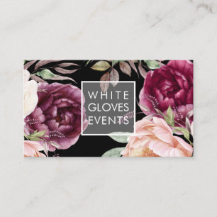 Carte De Visite PixDezines Aquarelle Peonies Blush Bourgogne