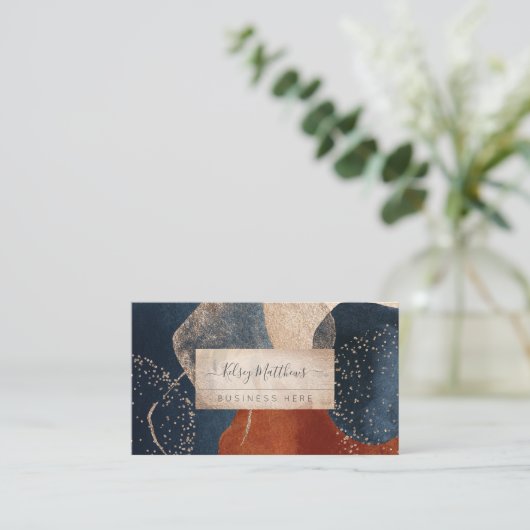Carte De Visite PixDezines Arrangement Abstrait H2 Marine Terracot (Debout devant)