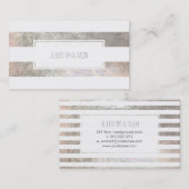 Carte De Visite PixDezines bandes blanches/faux argent (Devant / Derrière)