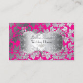 Carte De Visite PixDezines baroque damask faux argent/rose chaud (Devant)