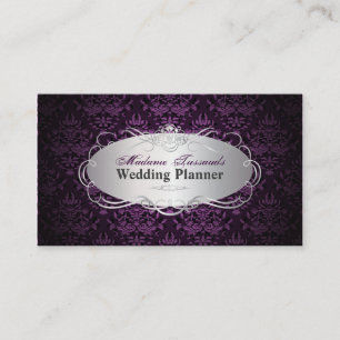 Carte De Visite PixDezines bijoux damask faux argent/prune