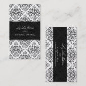 Carte De Visite PixDezines Black Étienne Vintage Damask (Devant / Derrière)