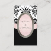 Carte De Visite PixDezines Black, Pink, White Florentius Damask (Dos)