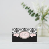Carte De Visite PixDezines Black, Pink, White Florentius Damask (Debout devant)