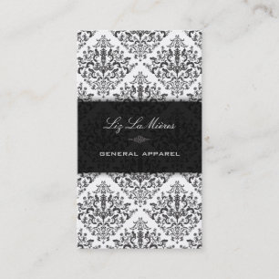 Carte De Visite PixDezines Black+White Étienne Vintage Damask
