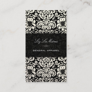 Carte De Visite PixDezines Black+White Fidora Vintage Damask