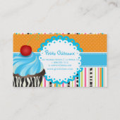 Carte De Visite PixDezines bleuets tourbillons cupcake+bandes (Dos)