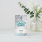 Carte De Visite PixDezines BLUE CRYSTAL CHANDELIER/DAMASK/DO-IT-YO (Debout devant)