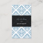 Carte De Visite PixDezines Blue + White Olivia Damask (Devant)