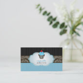 Carte De Visite PixDezines bluebery cupcake+pinstripes (Debout devant)