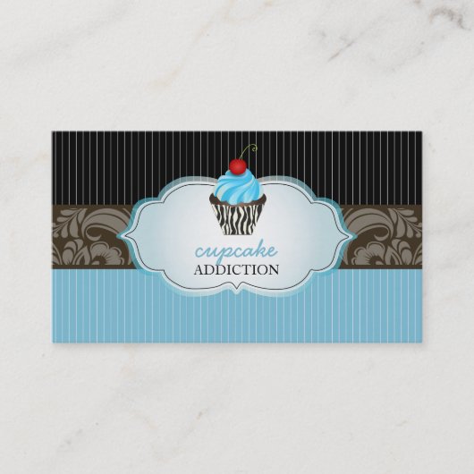 Carte De Visite PixDezines bluebery cupcake+pinstripes (Devant)