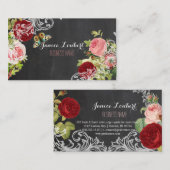 Carte De Visite PixDezines Chalkboard/Redoute Roses Vintages (Devant / Derrière)