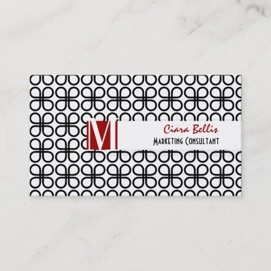 Carte De Visite PixDezines Clovers Rétro Noir+Blanc (Devant)