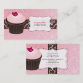 Carte De Visite PixDezines coeur rose cupcake+damas chantal (Devant / Derrière)