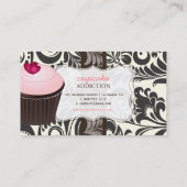 Carte De Visite PixDezines coeur rose cupcake+damask (Dos)