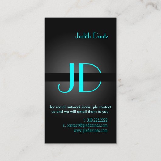 Carte De Visite PixDezines COOL NEON LIGHTS MONOGRAM/DO-IT-YOURSEL (Dos)