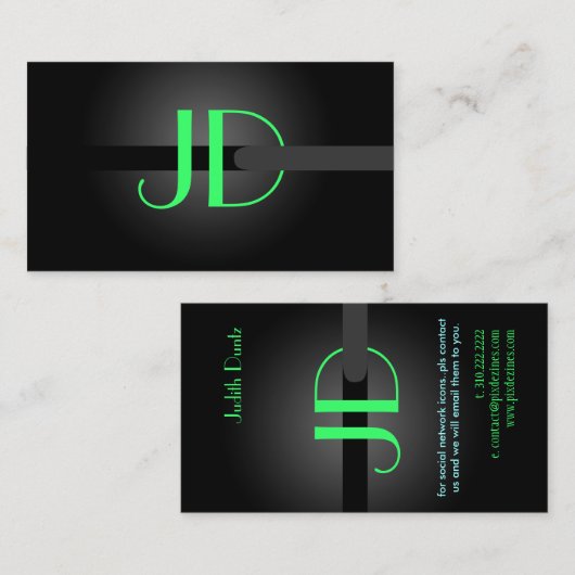 Carte De Visite PixDezines Cool Neon Lights Monogramme/do-it-yours (Devant / Derrière)