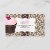 Carte De Visite PixDezines cupcake de coeur rose+damas chantal (Dos)
