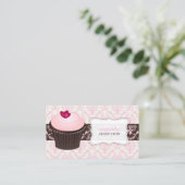 Carte De Visite PixDezines cupcake de coeur rose+damas chantal (Debout devant)