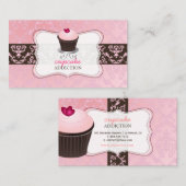 Carte De Visite PixDezines cupcake de coeur rose+damas chantal (Devant / Derrière)