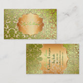 Carte De Visite PixDezines damas de la flore verte/faux parchemin (Devant / Derrière)