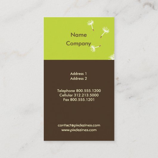 Carte De Visite PixDezines DANDELIONS MOSS VERT/DO-IT-YOURSELF COU (Dos)