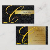 Carte De Visite PixDezines Dentelle Damas en noir + or (Devant / Derrière)