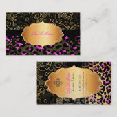 Carte De Visite PixDezines dentelle noire+guépard rose (Devant / Derrière)