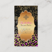 Carte De Visite PixDezines dentelle noire+guépard rose (Dos)