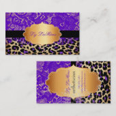 Carte De Visite PixDezines dentelle vintage violette+guépard (Devant / Derrière)