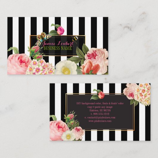 Carte De Visite PixDezines DO-IT-YOURSELF couleur/rayures primrose (Devant / Derrière)