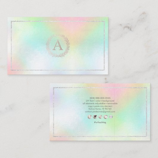 Carte De Visite PixDezines do-it-yourself Faux Monogramme Argent H (Devant / Derrière)