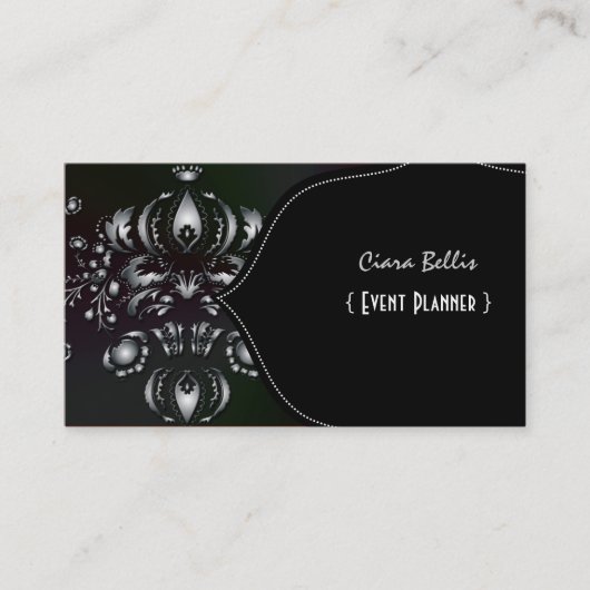 Carte De Visite PixDezines Dolcè Damask/Faux Silver (Devant)