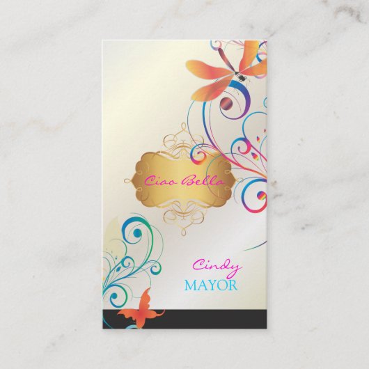 Carte De Visite PixDezines Dragonflies Papillons Rainbow Swirls (Devant)