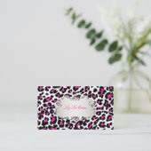 Carte De Visite PixDezines empreinte de léopard rose/étiquette cla (Debout devant)