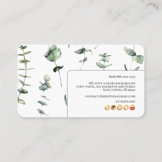 Carte De Visite PixDezines Eucalyptus vert (Dos)