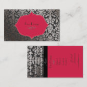 Carte De Visite PixDezines fausse flora argent damask/do-it-yourse (Devant / Derrière)
